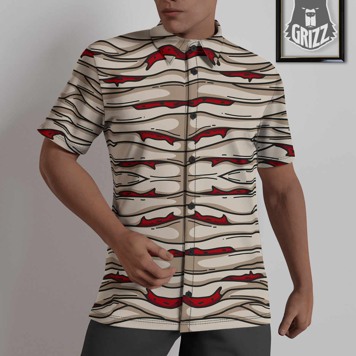 Mummy Bandage Print Pattern Untucked Shirts-grizzshop