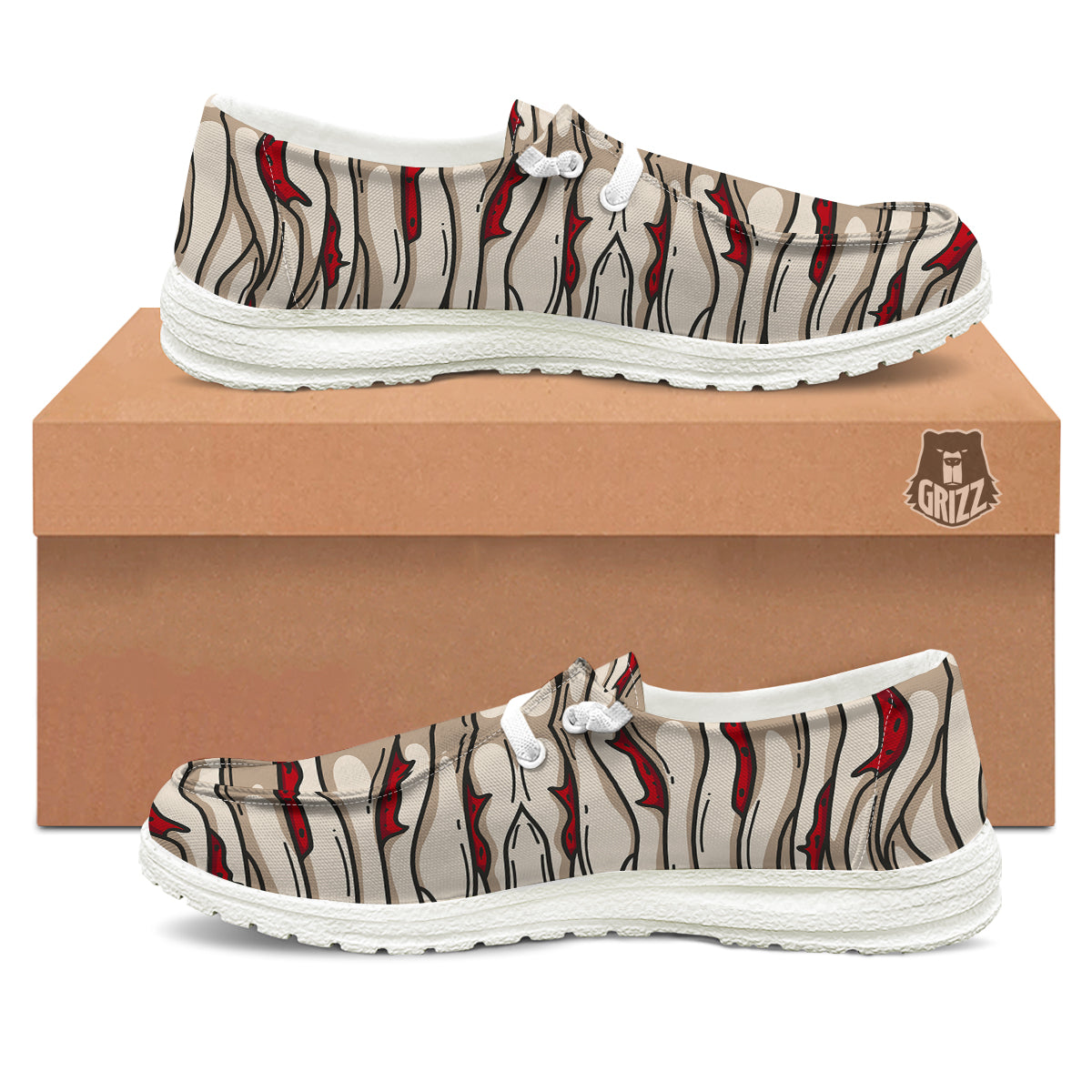 Mummy Bandage Print Pattern White Loafers-grizzshop