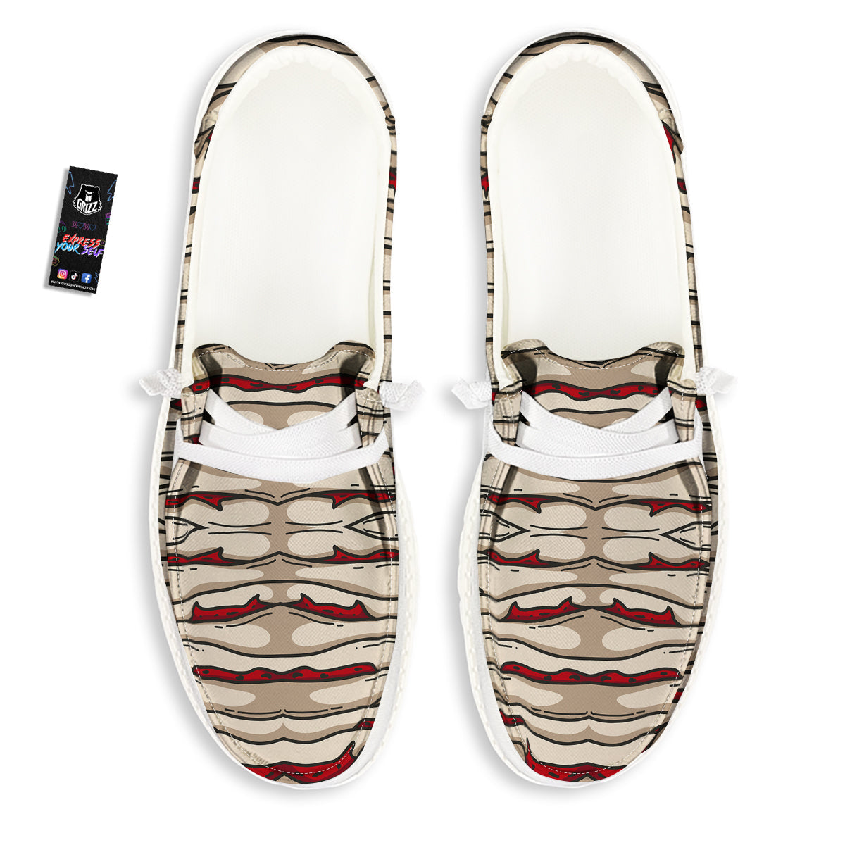 Mummy Bandage Print Pattern White Loafers-grizzshop