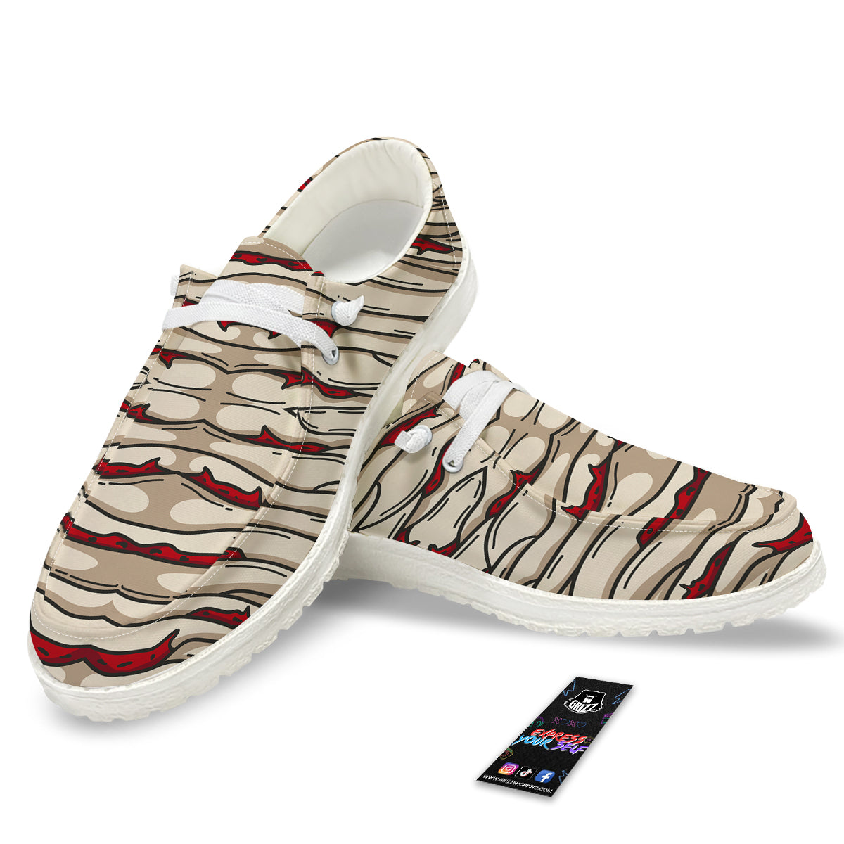Mummy Bandage Print Pattern White Loafers-grizzshop