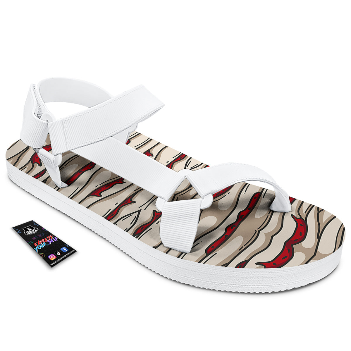 Mummy Bandage Print Pattern White Open Toe Sandals-grizzshop