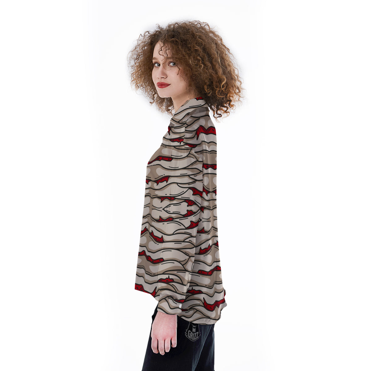Mummy Bandage Print Pattern Women's Long Sleeve Shirts-grizzshop