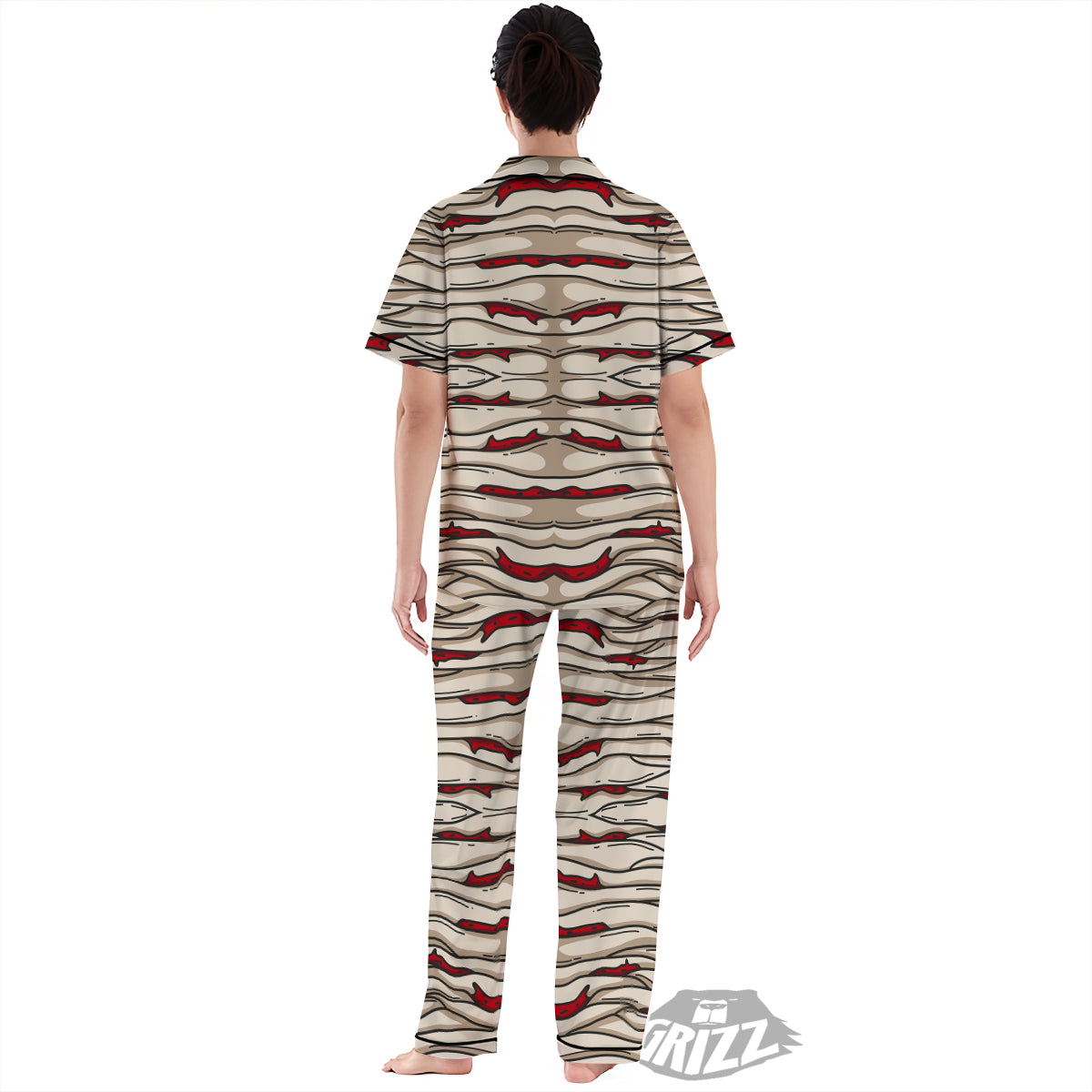 Mummy Bandage Print Pattern Women's Pajamas Set-grizzshop