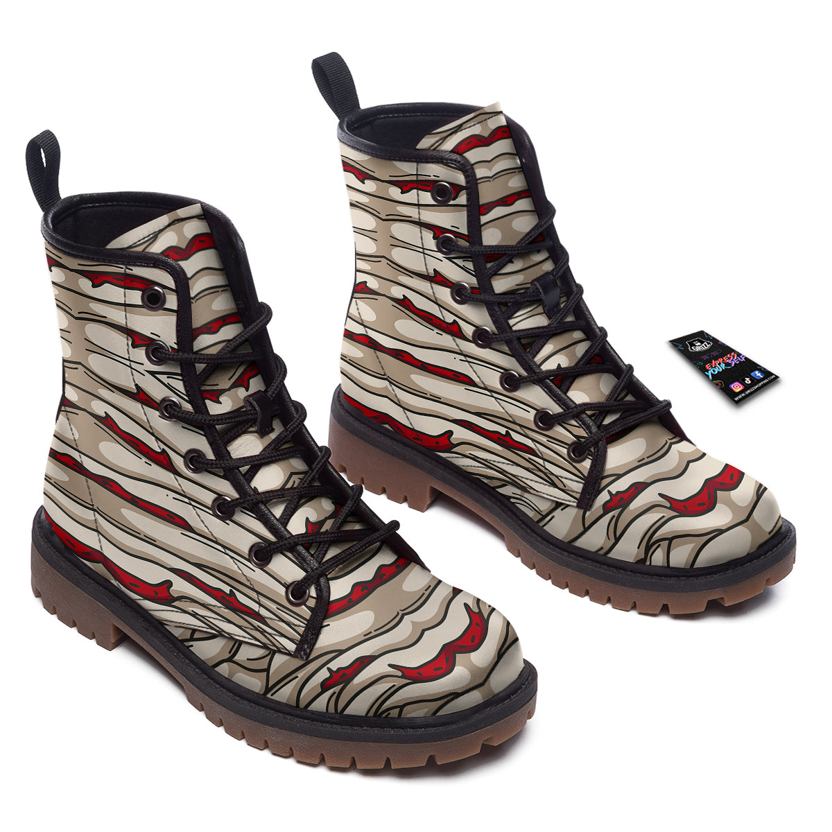 Mummy Bandage Print Pattern Work Boots-grizzshop