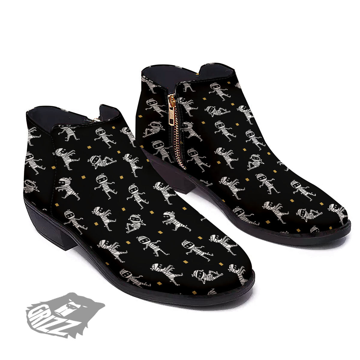 Mummy Cartoon Print Pattern Ankle Boots-grizzshop