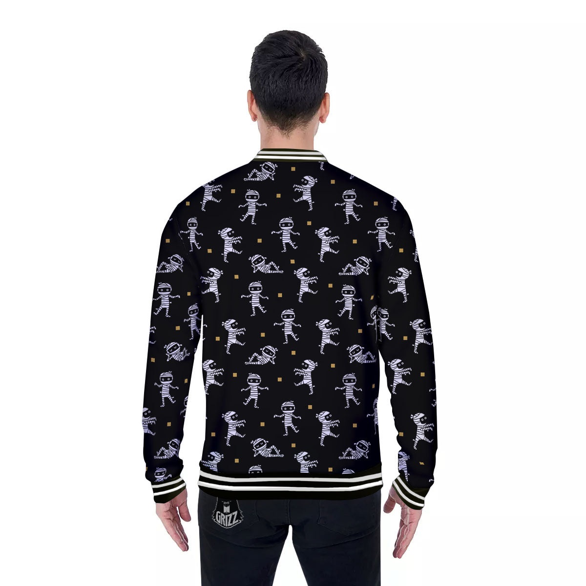 Mummy Cartoon Print Pattern Baseball Jacket-grizzshop
