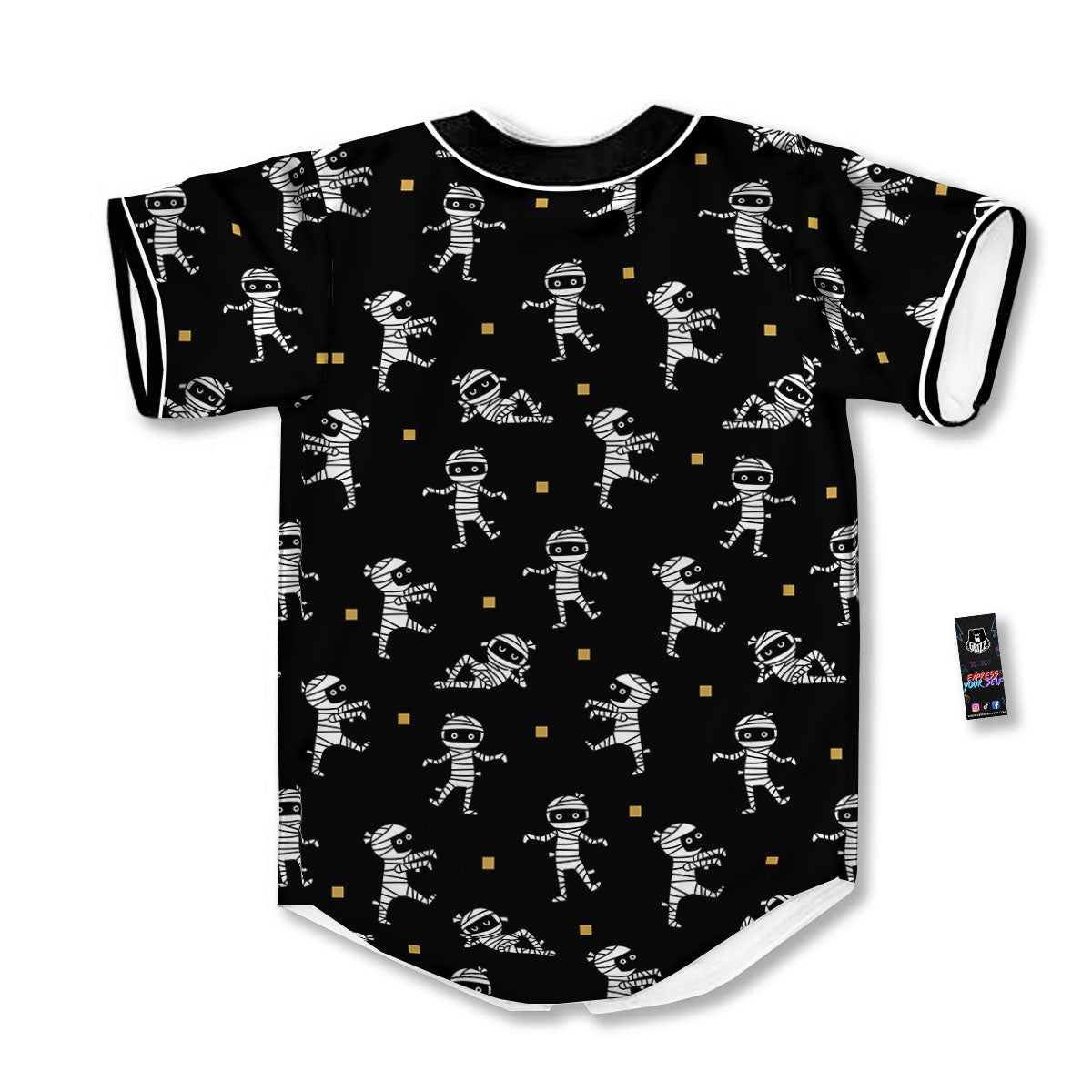 Mummy Cartoon Print Pattern Baseball Jersey-grizzshop