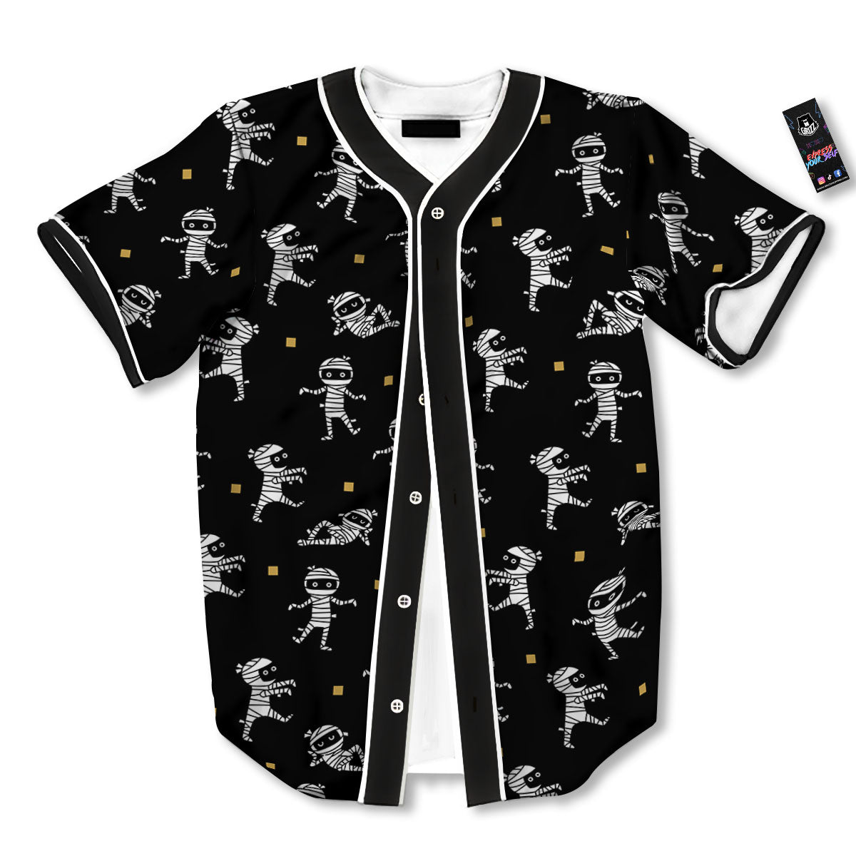 Mummy Cartoon Print Pattern Baseball Jersey-grizzshop