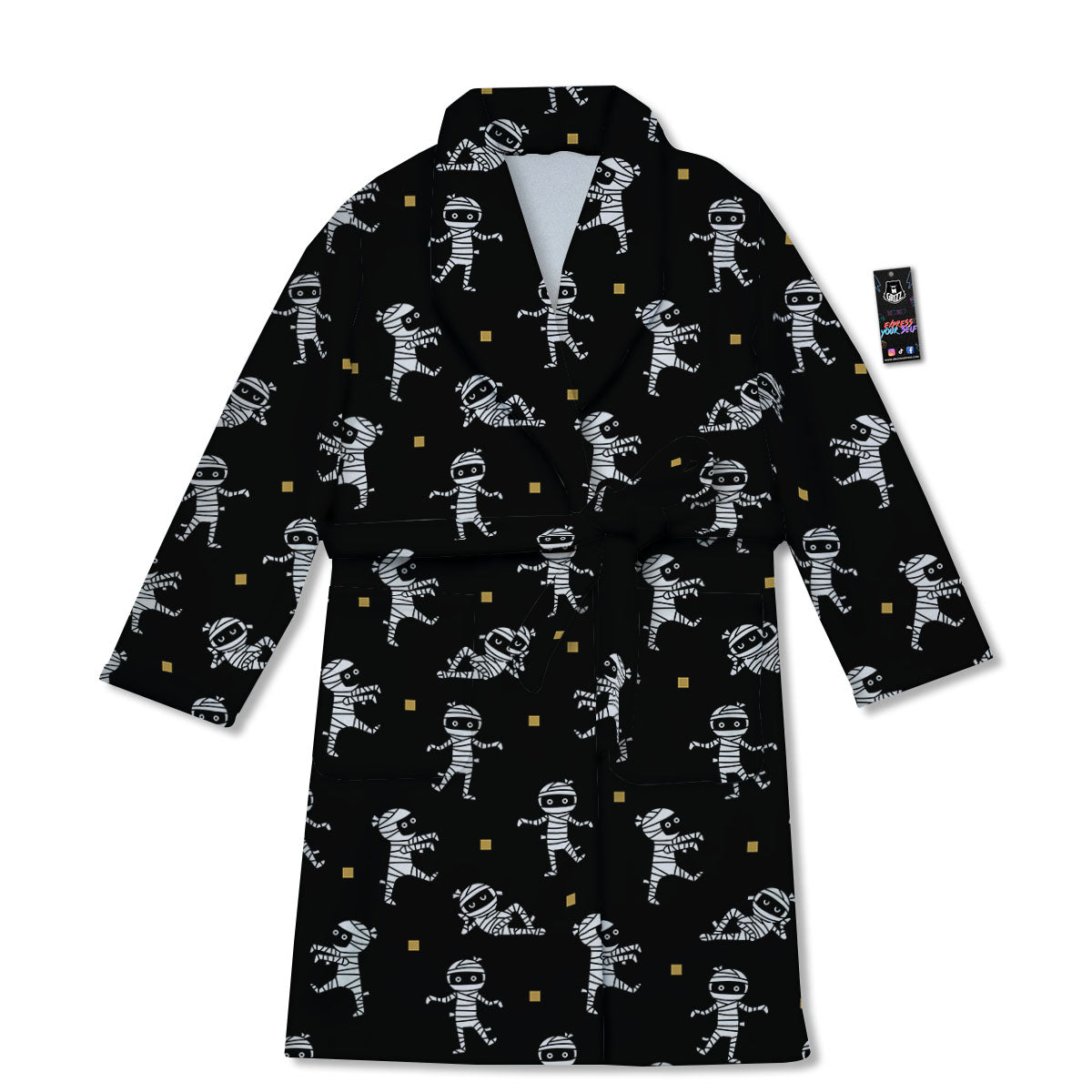 Mummy Cartoon Print Pattern Bathrobe-grizzshop