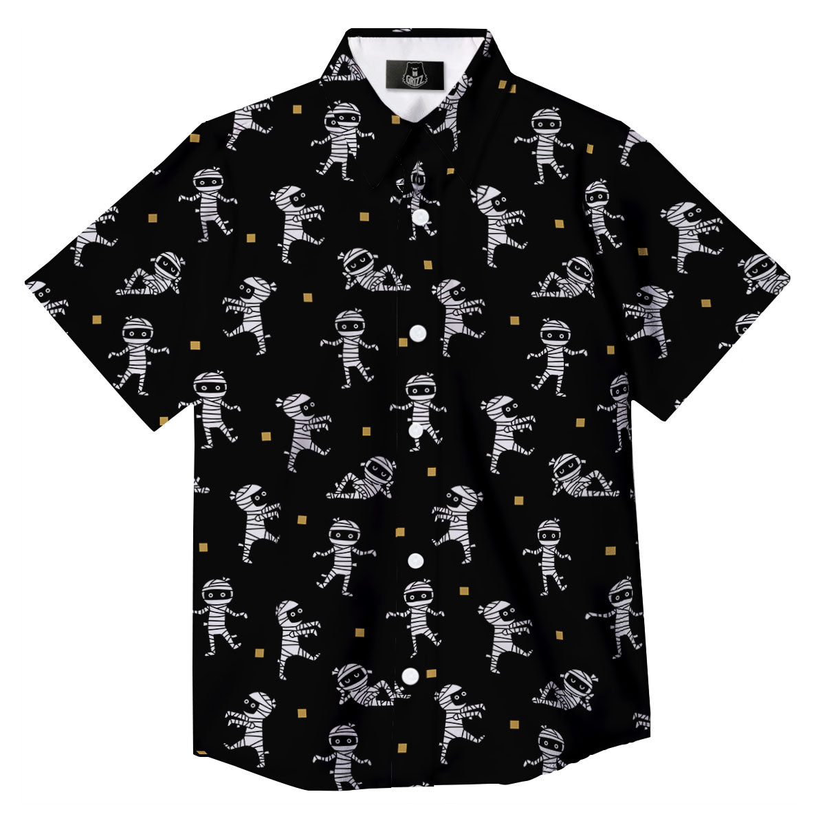 Mummy Cartoon Print Pattern Button Up Shirt-grizzshop