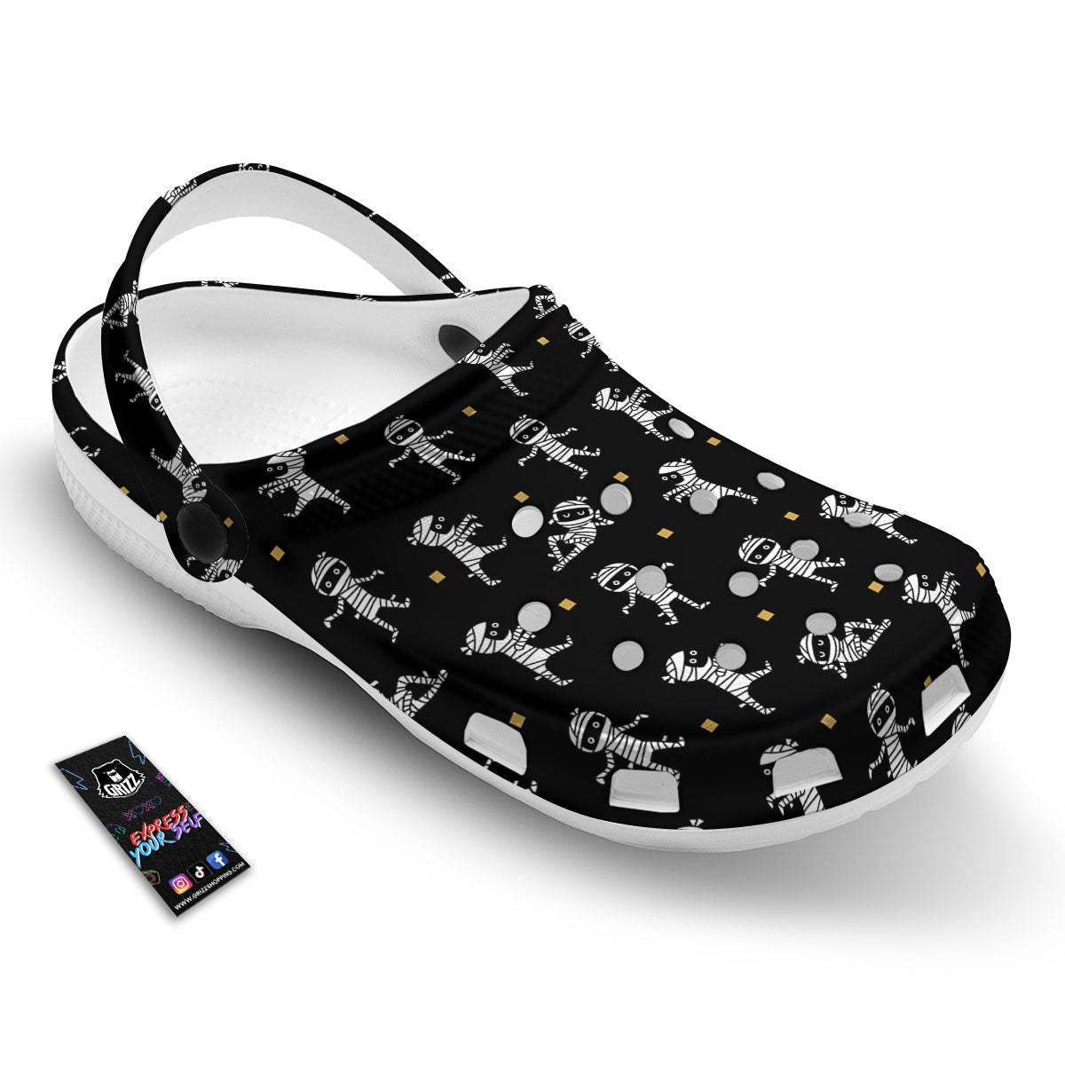 Mummy Cartoon Print Pattern Clog-grizzshop