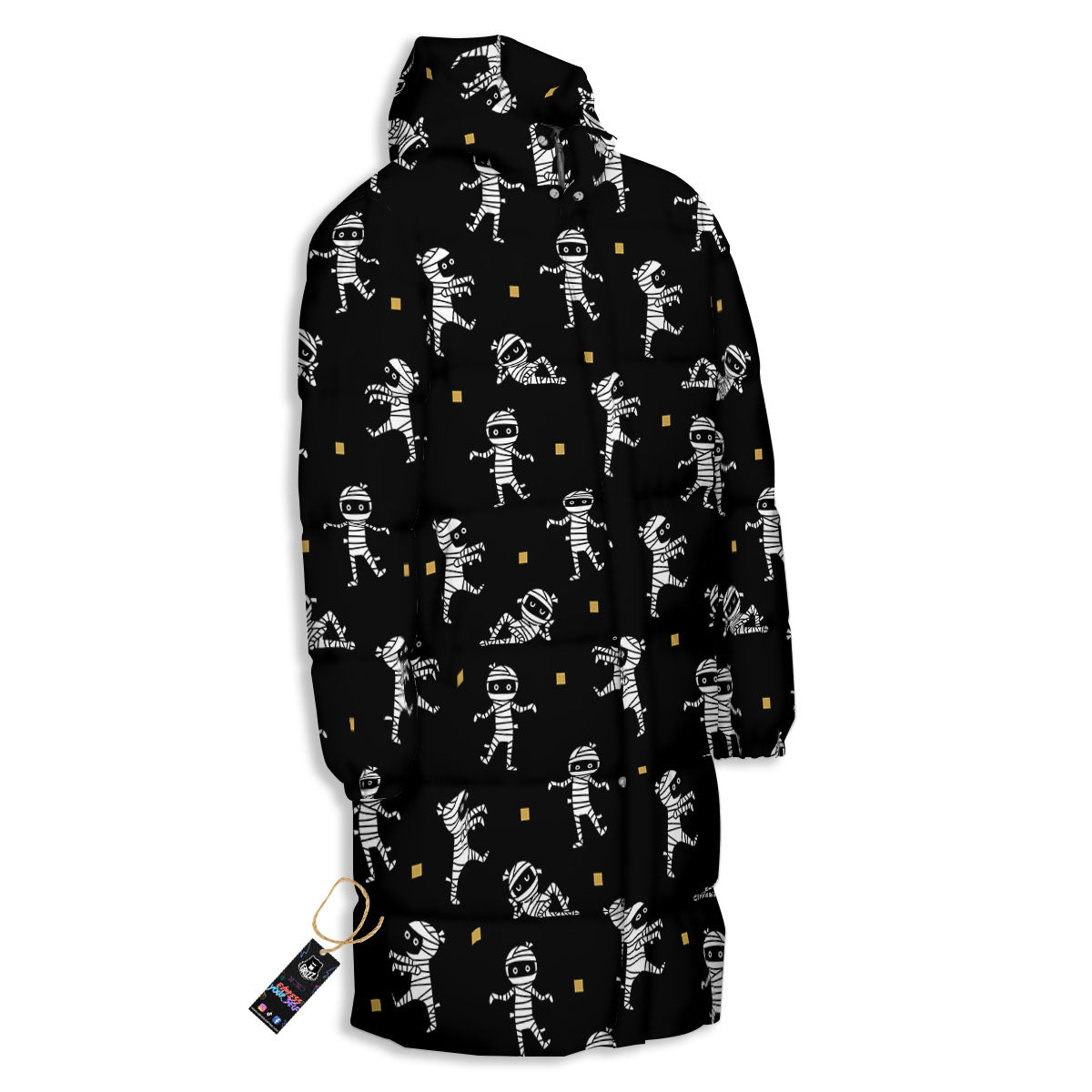 Mummy Cartoon Print Pattern Long Down Jacket-grizzshop