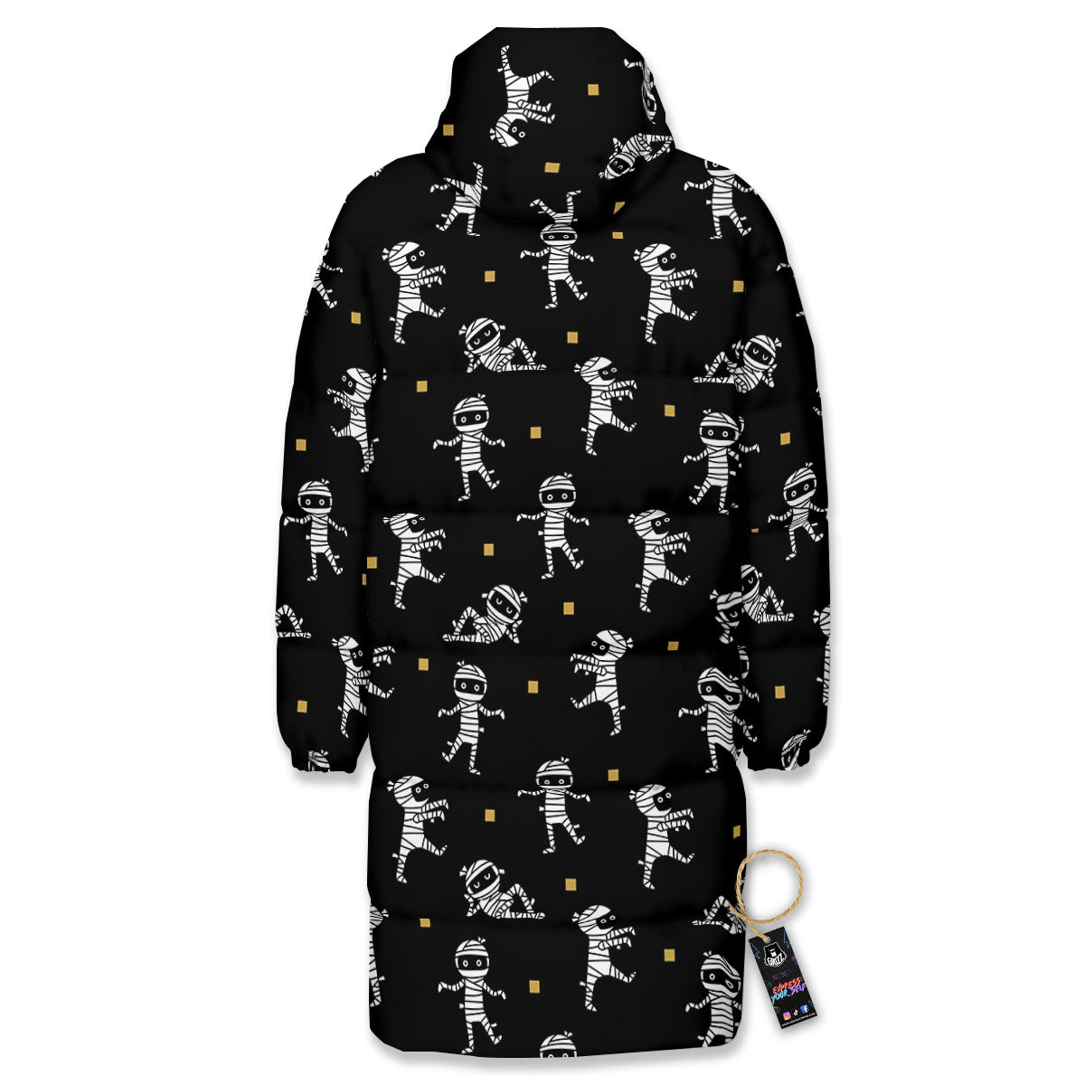 Mummy Cartoon Print Pattern Long Down Jacket-grizzshop