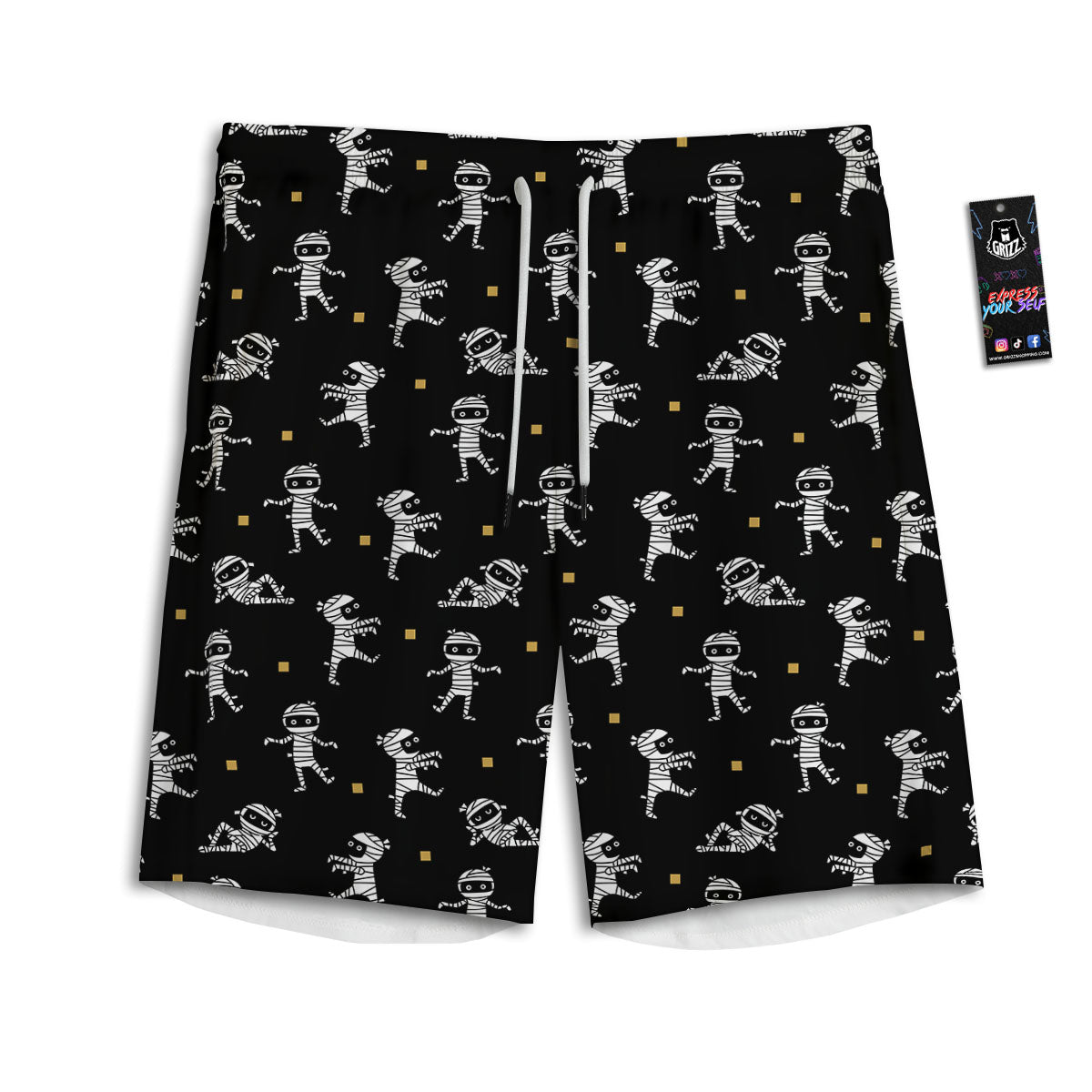 Mummy Cartoon Print Pattern Men's Athletic Shorts