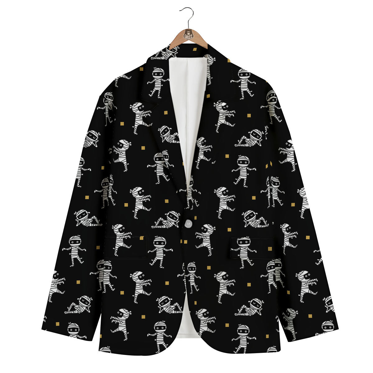 Mummy Cartoon Print Pattern Men's Blazer-grizzshop