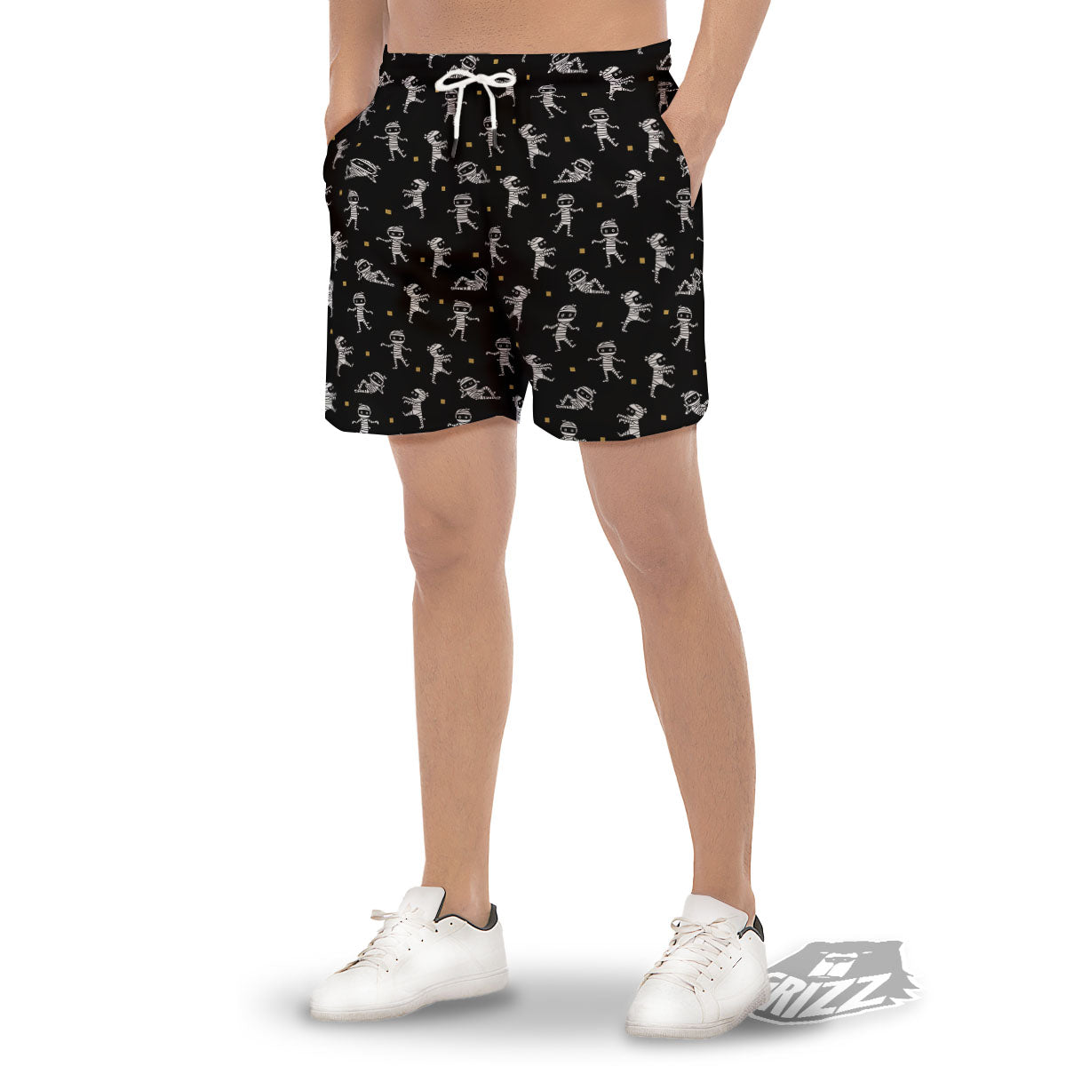 Mummy Cartoon Print Pattern Men's Gym Shorts-grizzshop
