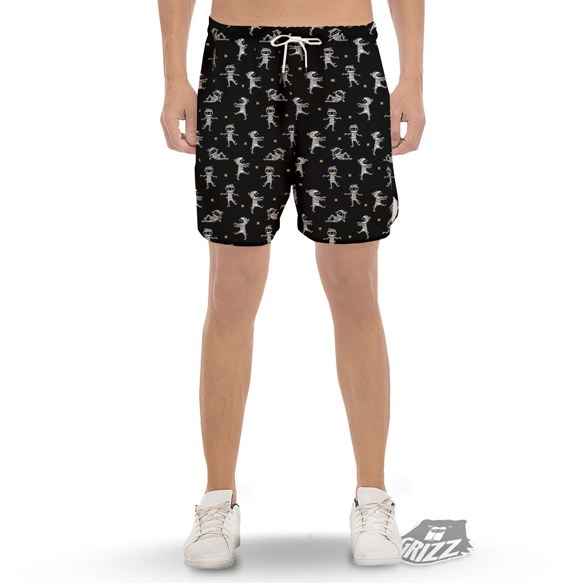 Mummy Cartoon Print Pattern Men's Gym Shorts-grizzshop