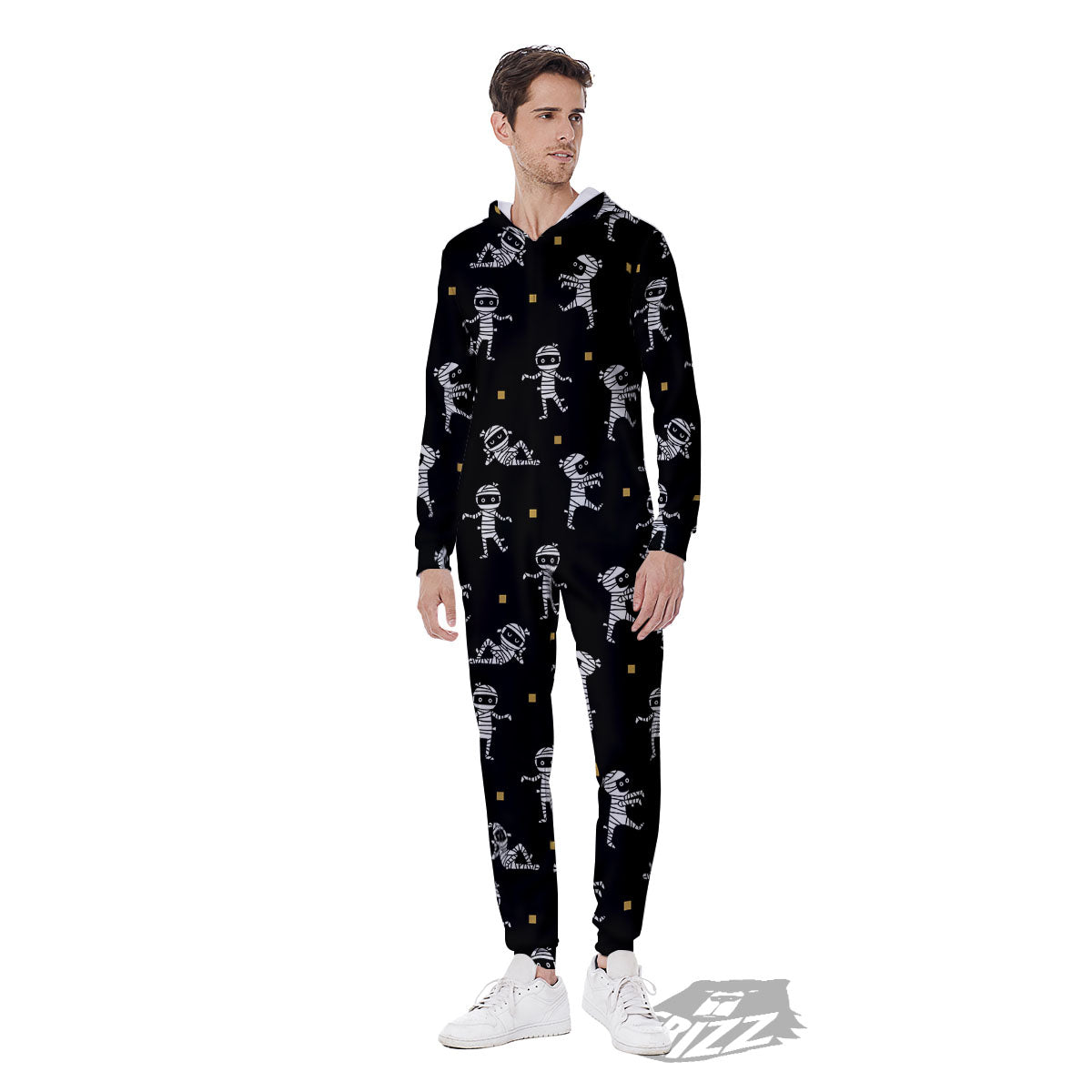Mummy Cartoon Print Pattern Men's Jumpsuit-grizzshop