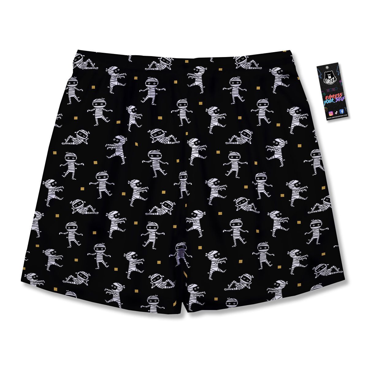 Mummy Cartoon Print Pattern Men's Running Shorts-grizzshop