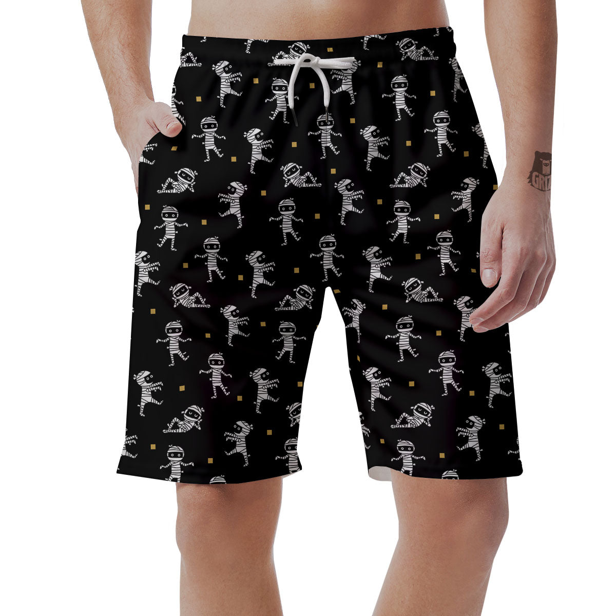 Mummy Cartoon Print Pattern Men's Shorts-grizzshop