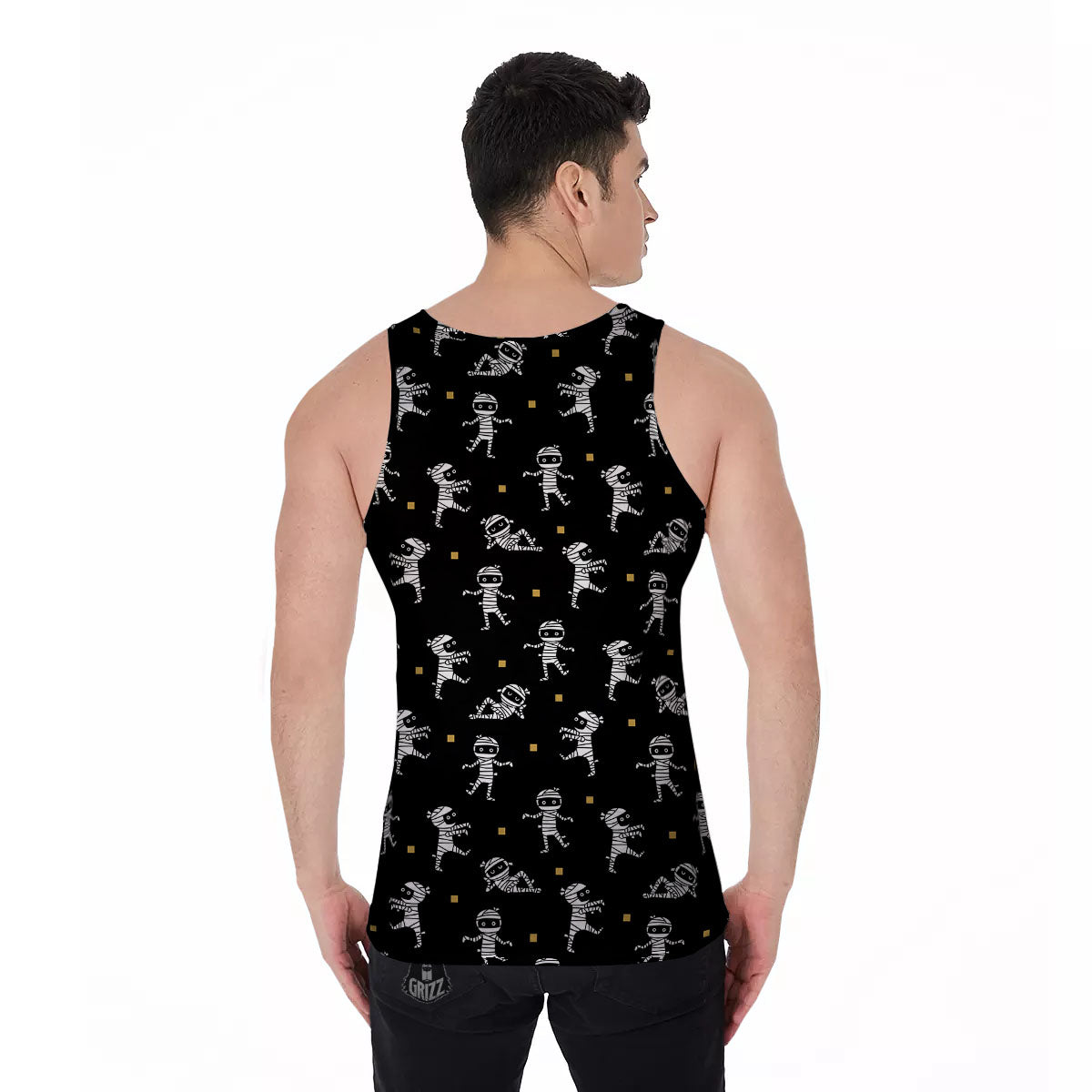 Mummy Cartoon Print Pattern Men's Tank Top-grizzshop