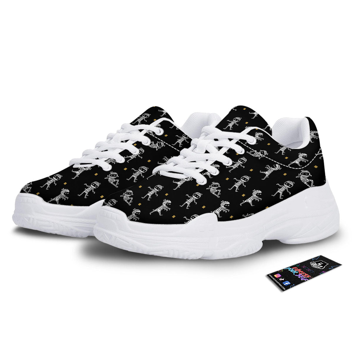 Mummy Cartoon Print Pattern White Chunky Shoes-grizzshop