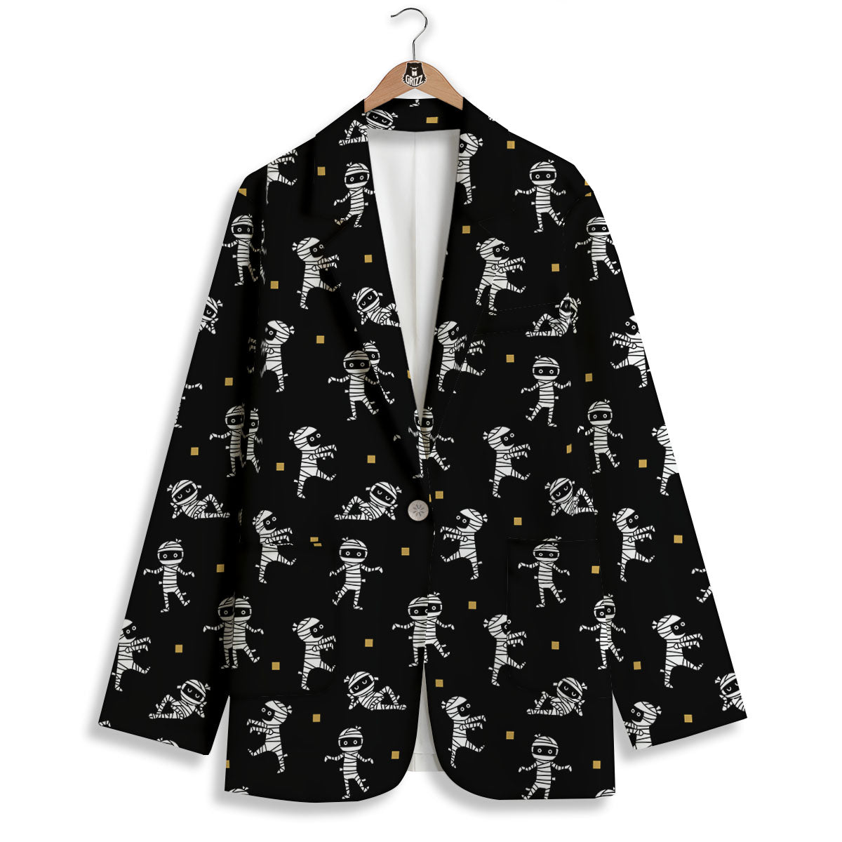 Mummy Cartoon Print Pattern Women's Blazer-grizzshop