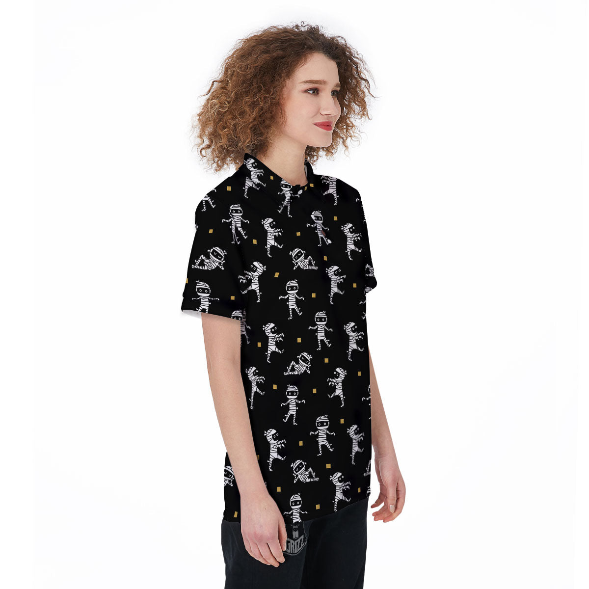 Mummy Cartoon Print Pattern Women's Golf Shirts-grizzshop