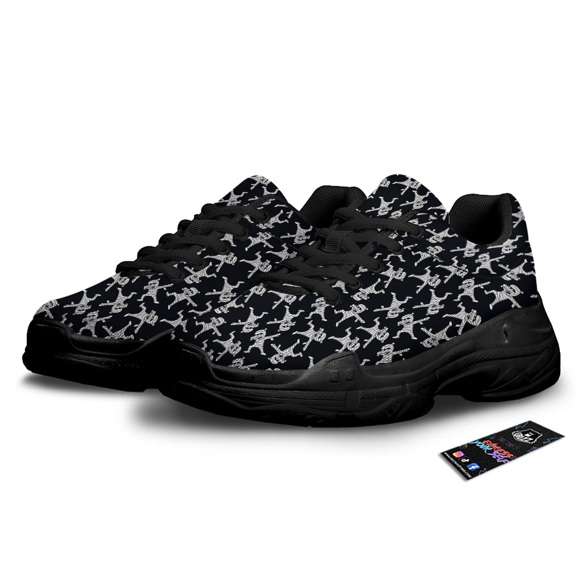 Mummy Cute Print Pattern Black Chunky Shoes-grizzshop