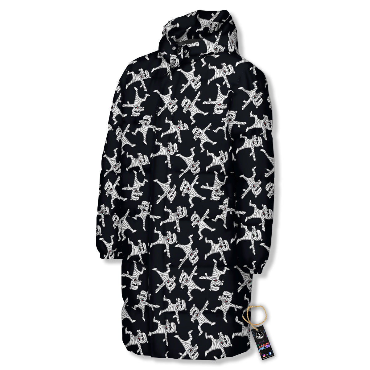 Mummy Cute Print Pattern Long Down Jacket-grizzshop