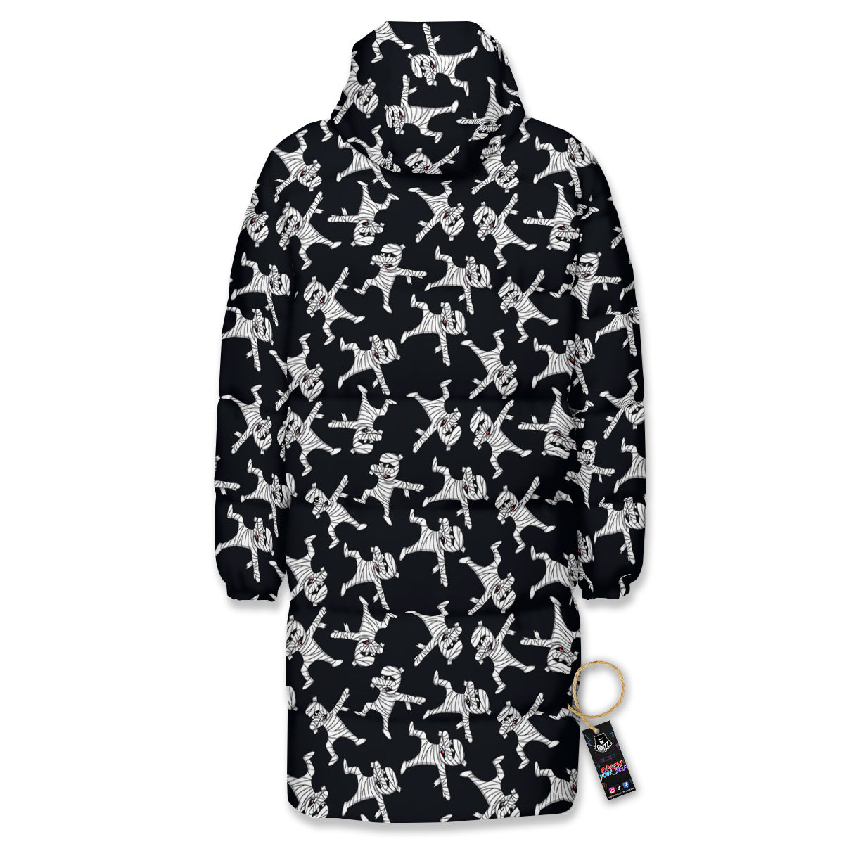 Mummy Cute Print Pattern Long Down Jacket-grizzshop