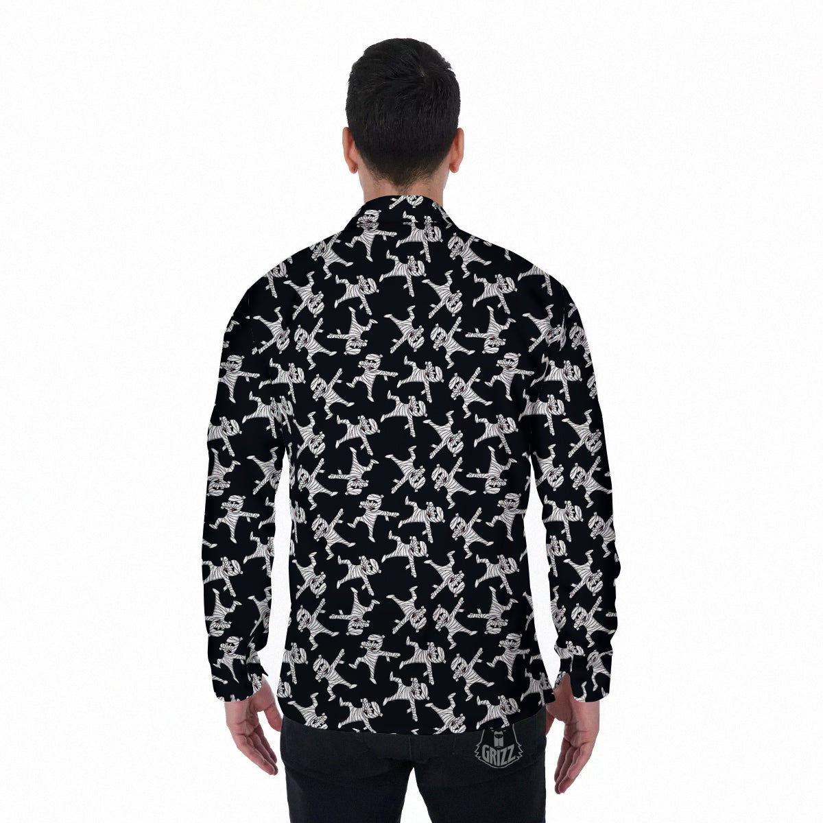 Mummy Cute Print Pattern Men's Long Sleeve Shirts-grizzshop