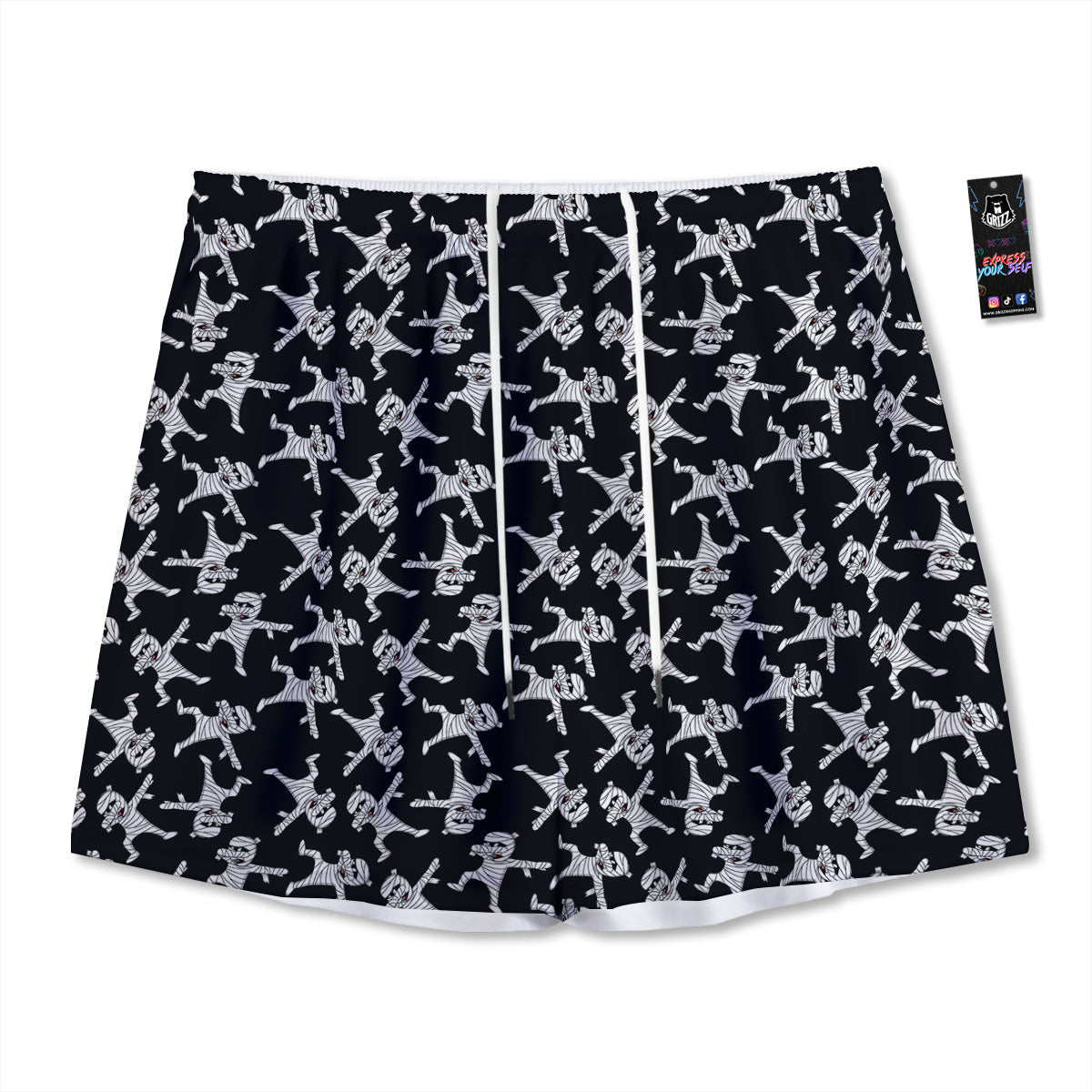 Mummy Cute Print Pattern Mesh Shorts