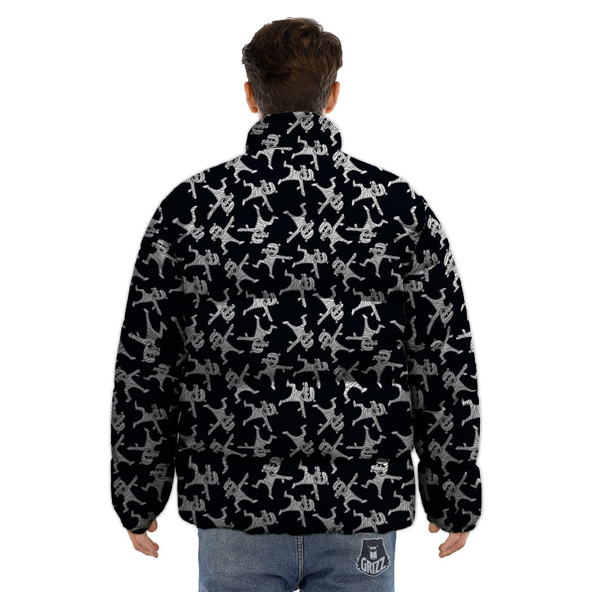 Mummy Cute Print Pattern Puffer Jacket-grizzshop