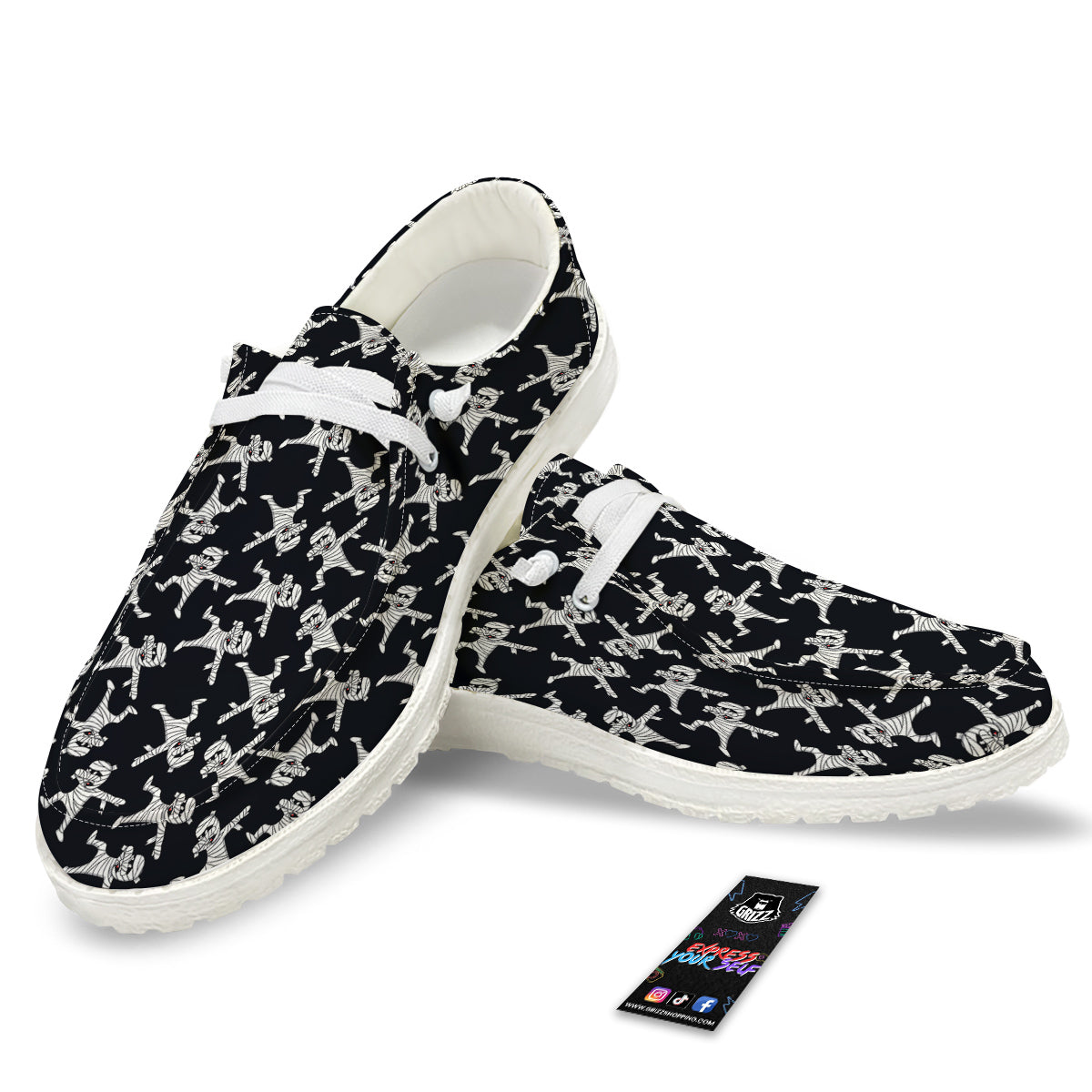 Mummy Cute Print Pattern White Loafers-grizzshop