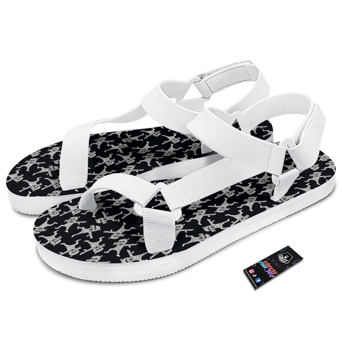 Mummy Cute Print Pattern White Open Toe Sandals-grizzshop