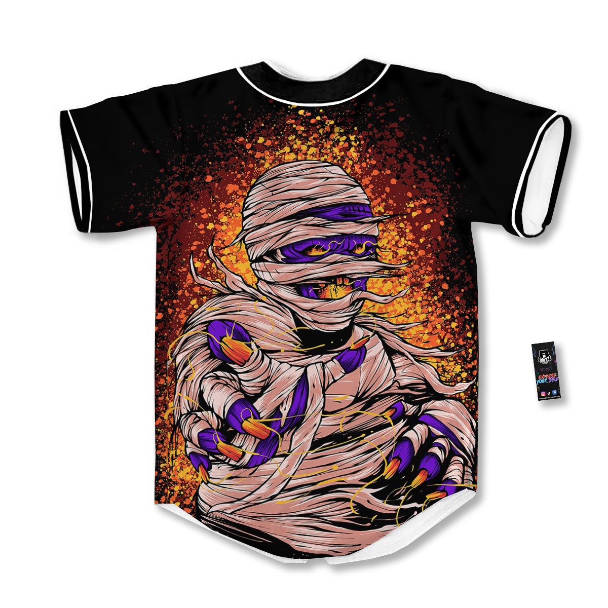Mummy Halloween Print Baseball Jersey-grizzshop