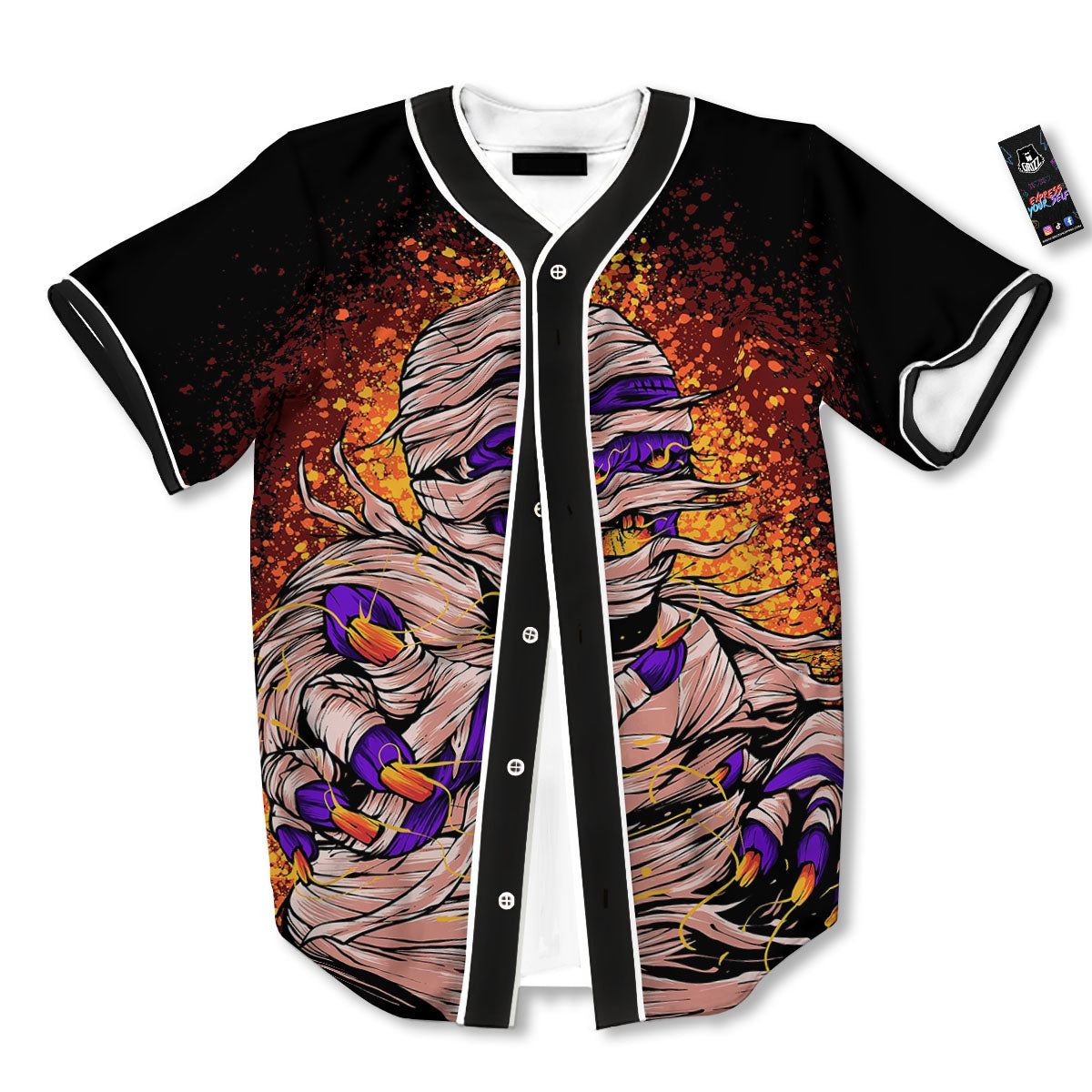 Mummy Halloween Print Baseball Jersey-grizzshop