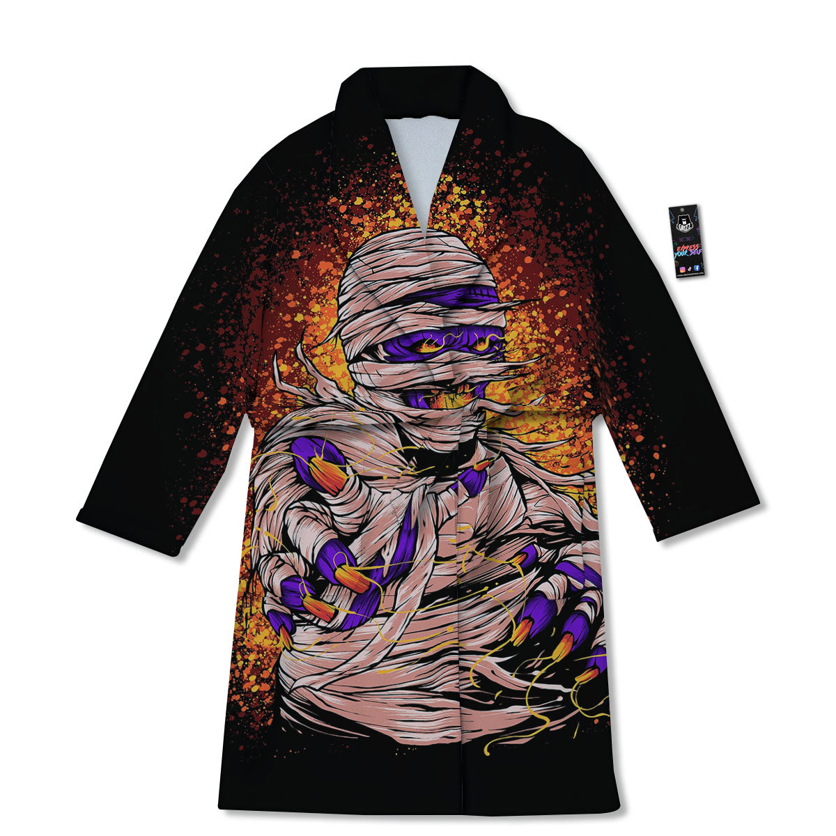 Mummy Halloween Print Bathrobe-grizzshop