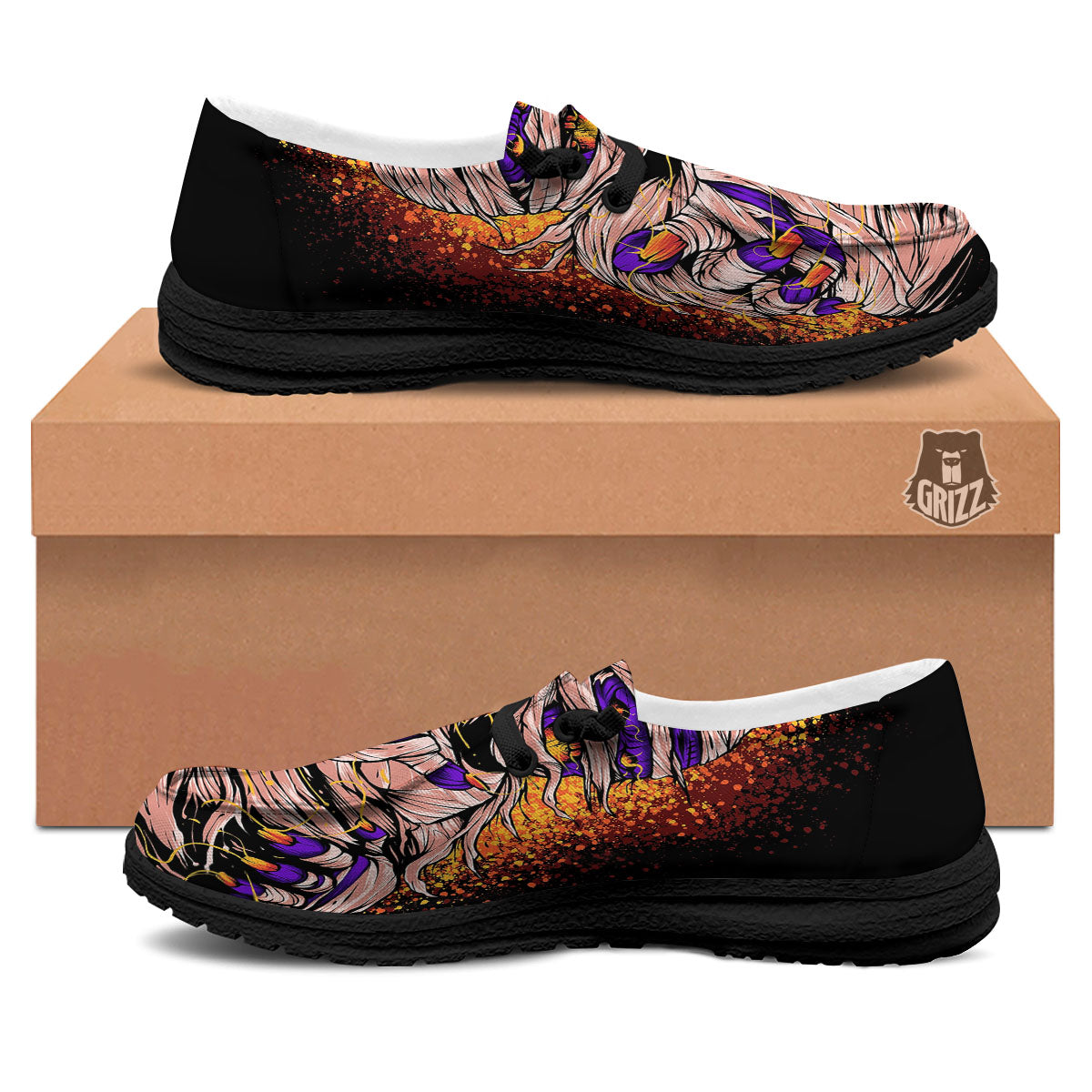 Mummy Halloween Print Black Loafers-grizzshop