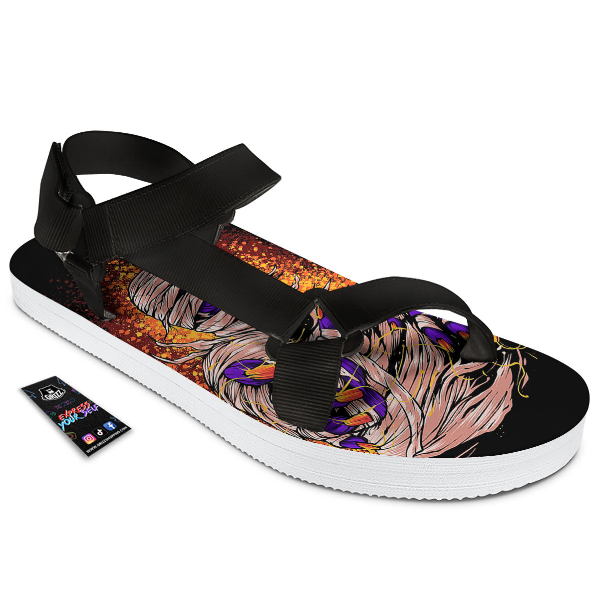 Mummy Halloween Print Black Open Toe Sandals-grizzshop