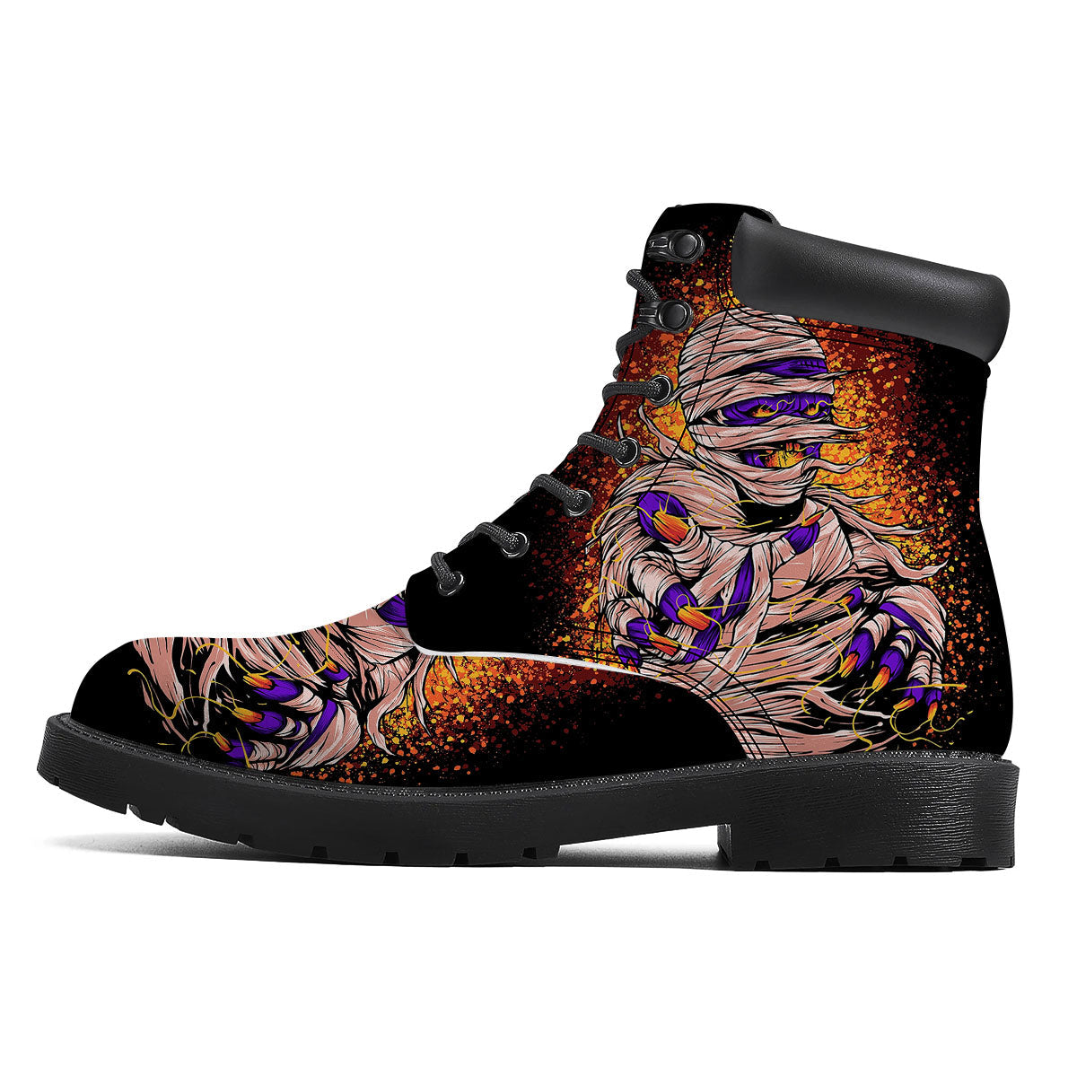 Mummy Halloween Print Boots-grizzshop
