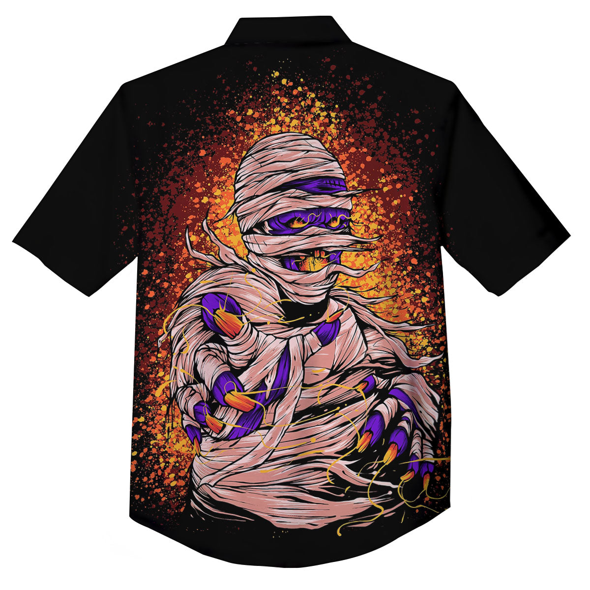 Mummy Halloween Print Button Up Shirt-grizzshop