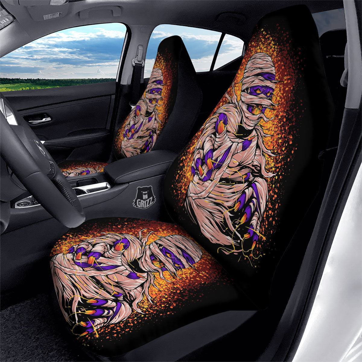 Mummy Halloween Print Car Seat Covers-grizzshop