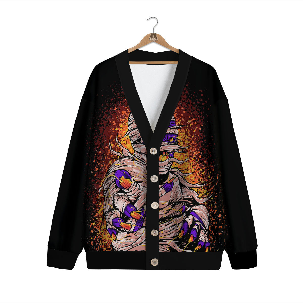 Mummy Halloween Print Cardigan-grizzshop