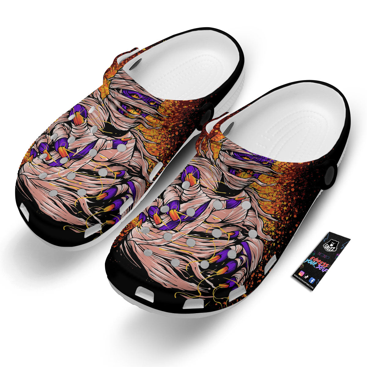 Mummy Halloween Print Clog-grizzshop