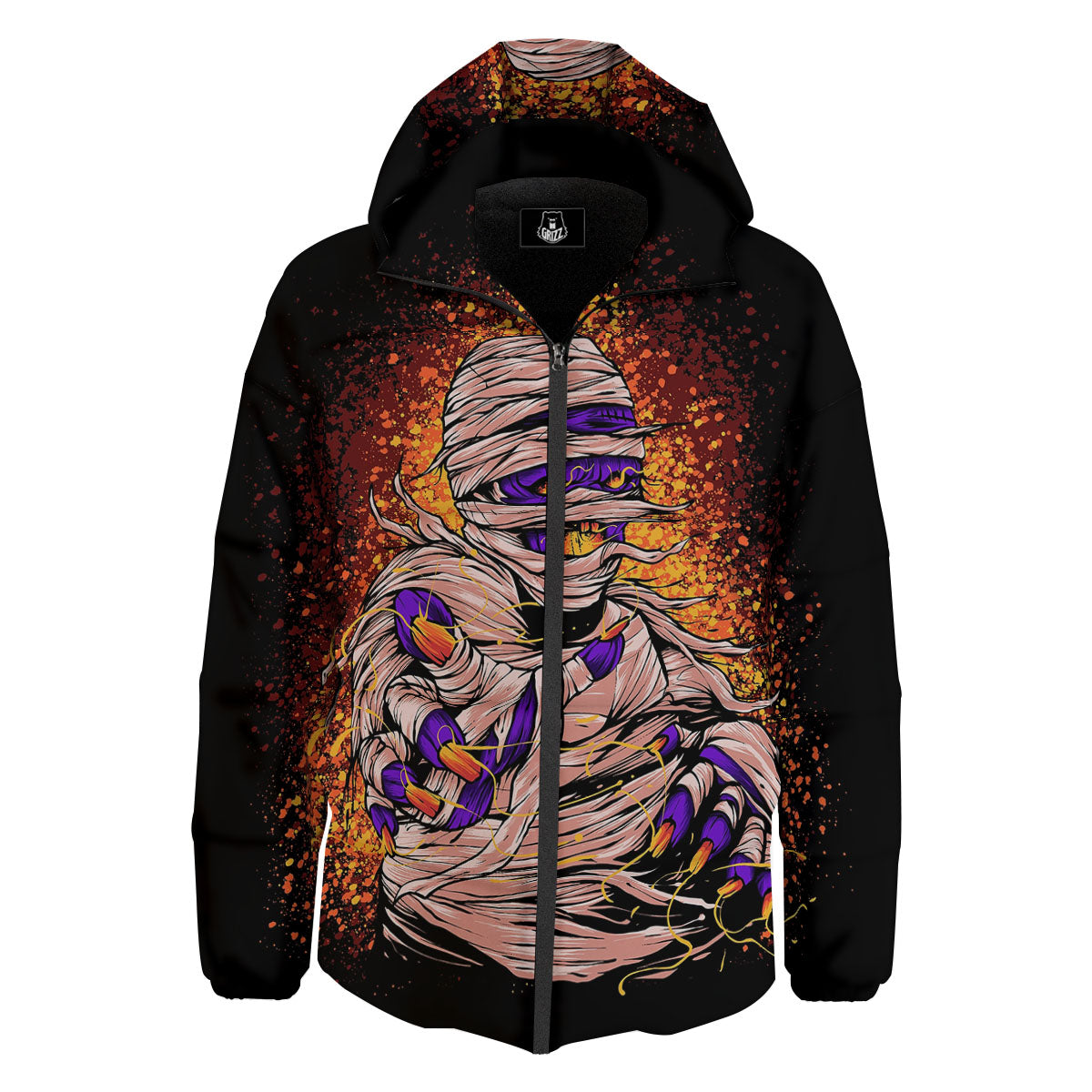 Mummy Halloween Print Down Jacket-grizzshop