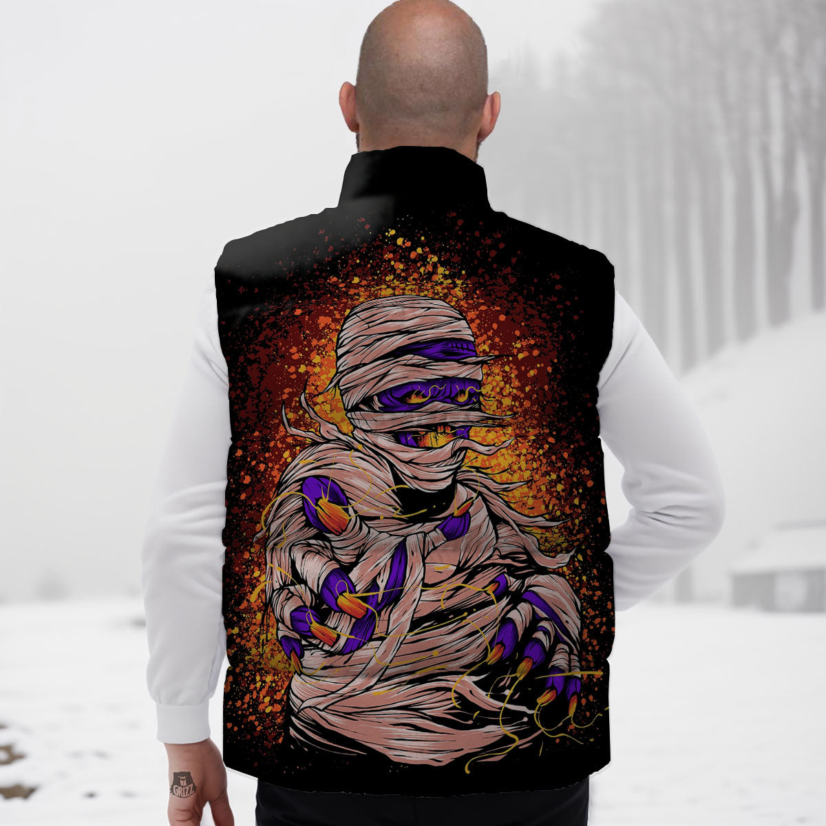 Mummy Halloween Print Down Vest