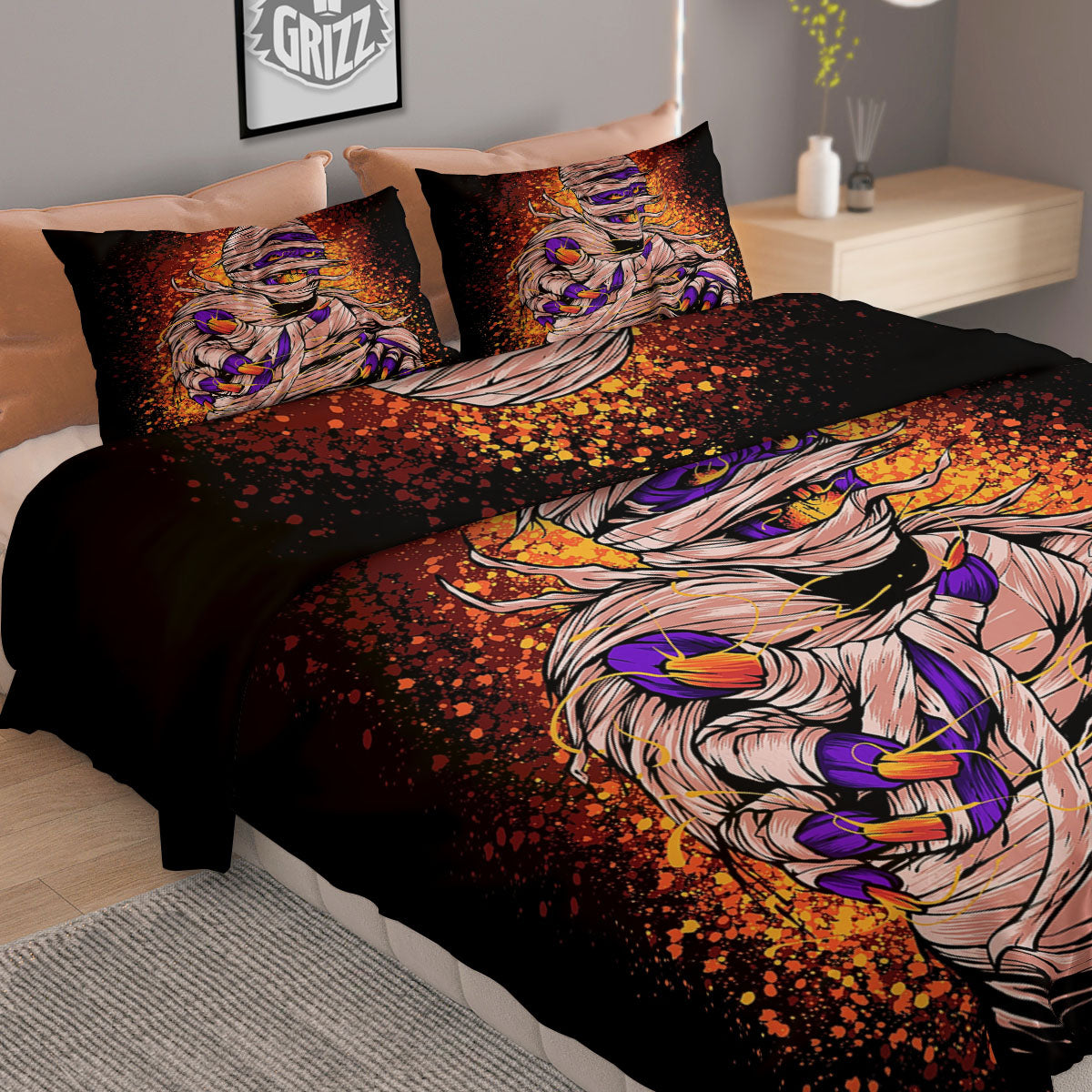 Mummy Halloween Print Duvet Cover Bedding Set