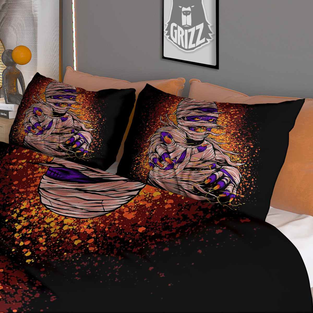 Mummy Halloween Print Duvet Cover Bedding Set